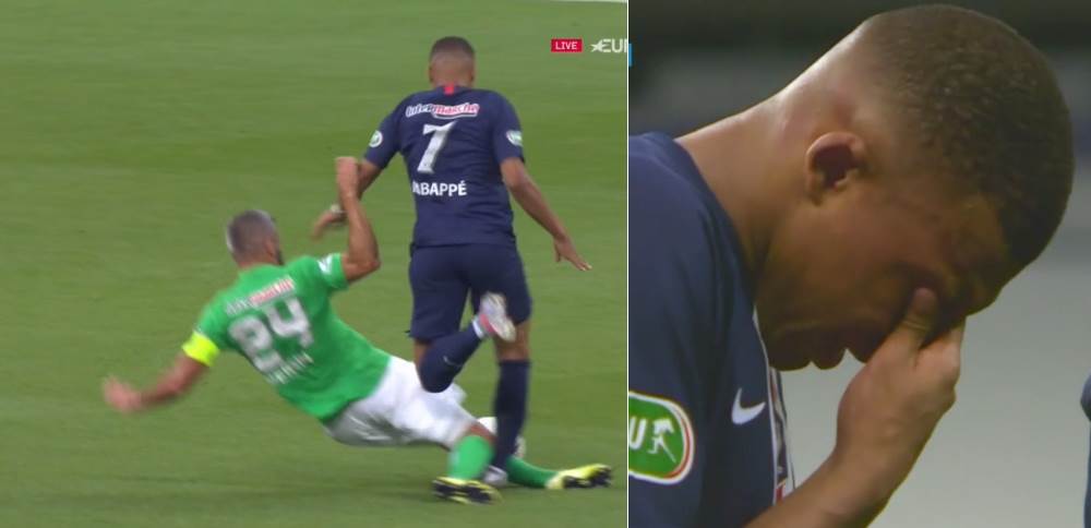  Horor faul i SUZE Kilijana Mbapea: Stradali ligamenti? (FOTO) 