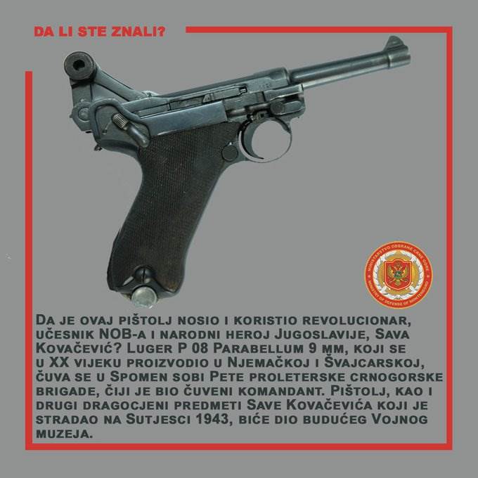  Pištolj Save Kovačevića biće dio Vojnog muzeja 