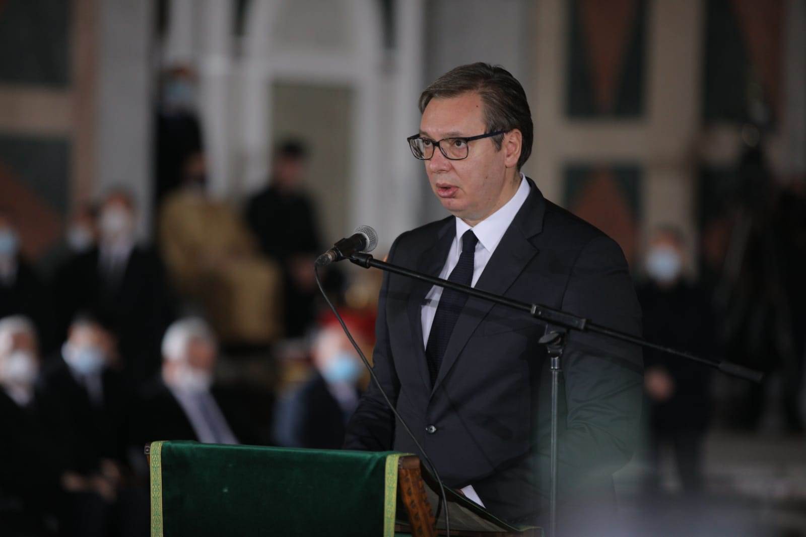  Predsednik Srbije Aleksandar Vučić održao je besedu za patrijarha Irineja 