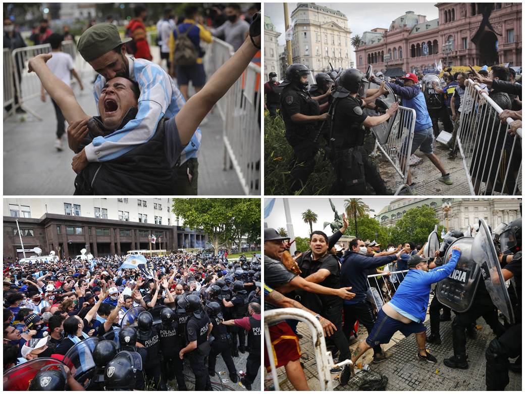  NEREDI U BUENOS AJRESU: Neviđene scene pred kovčegom Maradone, tuča naroda i policije - stiže MILION ljudi! (VIDEO) 