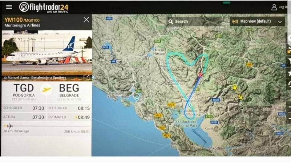  Montenegro Airlines napravio srce iznad Crne Gore 
