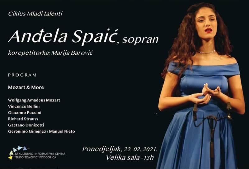  Koncert soprana Anđele Spaić 22. februara u KIC-u 