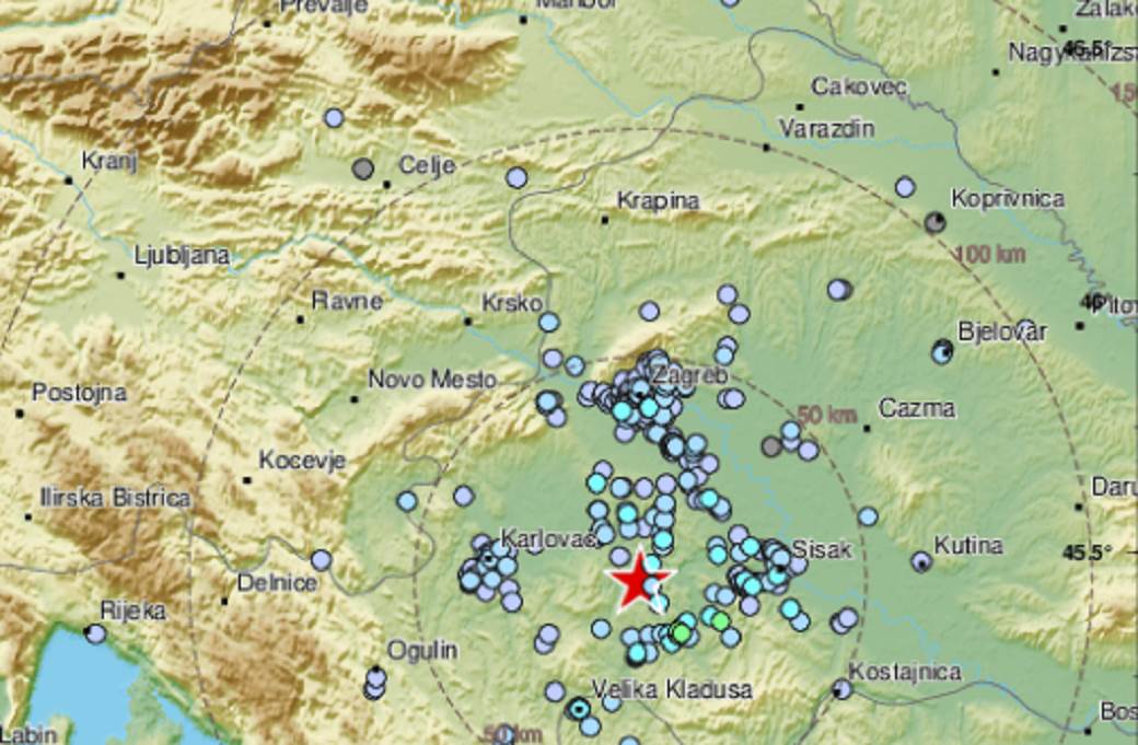  novi zemljotres pogodio hrvatsku epicentar magnitude 3.3 rihter  zagreb karlovac 