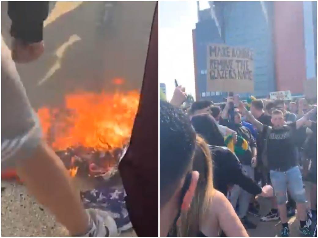  engleska navijaci fudbal superliga zapaljena americka zastava 