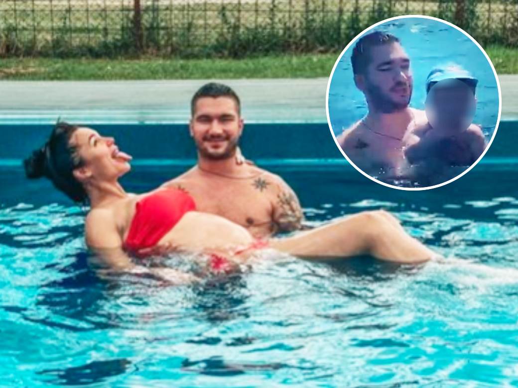  mirko sijan u bazenu sa malim zeljkom 