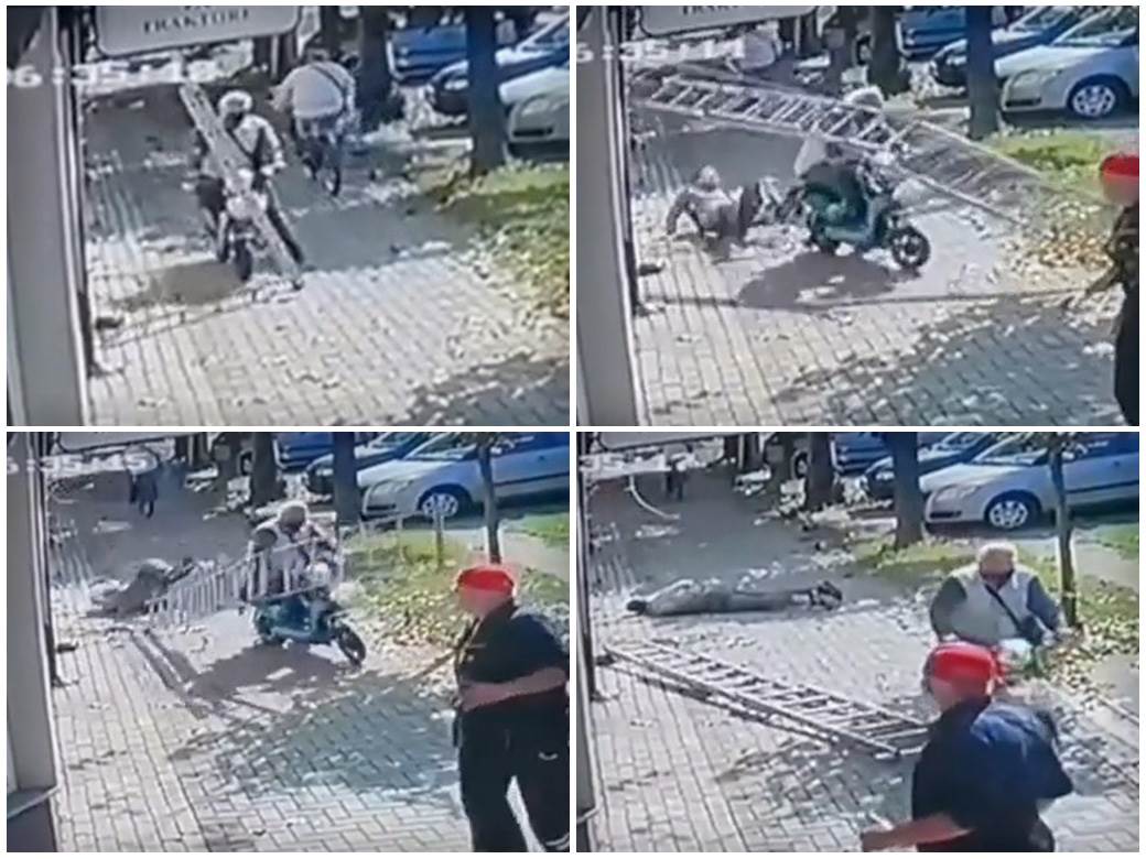  indija skuterom oborio radnika na merdevinama 