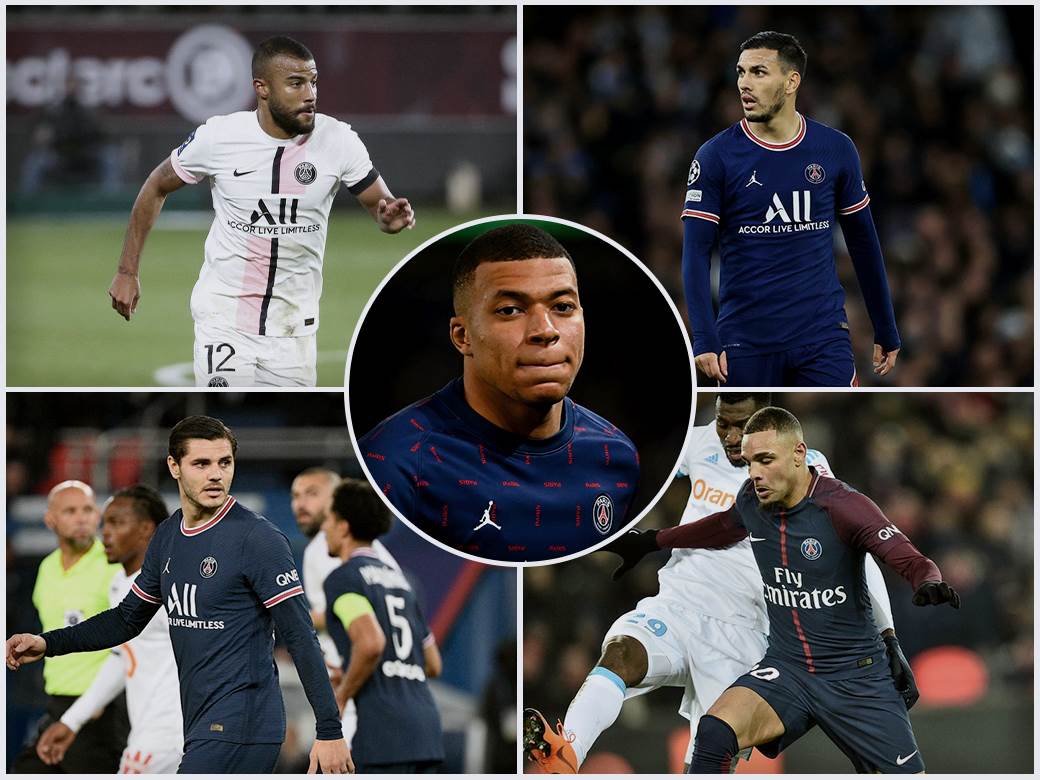  Mauro Icardi, Leandro Paredes, Rafinha, Laywin Kurzawa, Kylian mbappe 