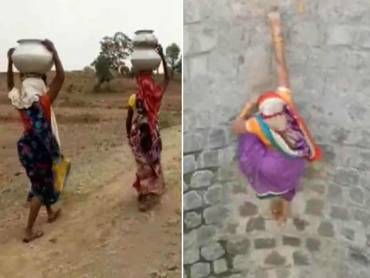  snimak Indija žena koja ide za vodu 