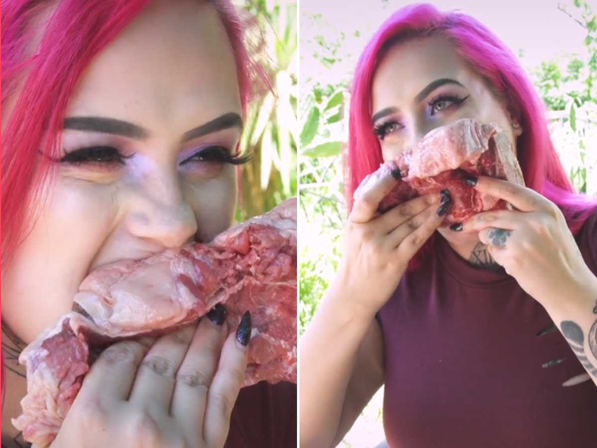  žena jede živo meso 