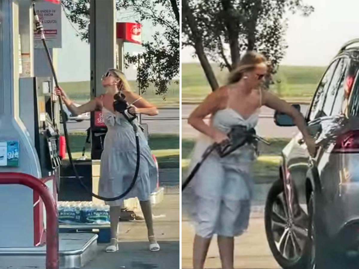  Na internetu se pojavio snimak žene koja uporno pokušava da sipa gorivo u svoj automobil, ali joj to 
