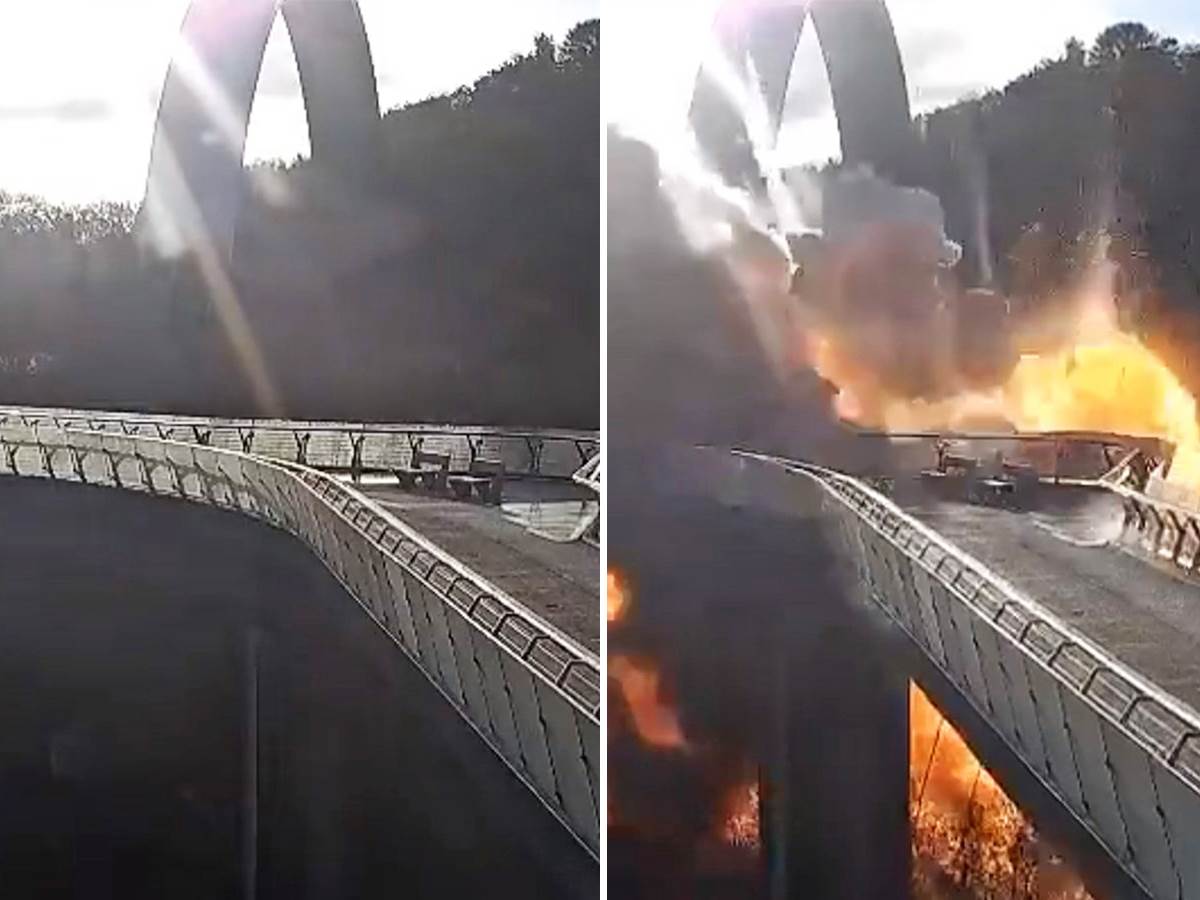 Na društvenim mrežama pojavio je snimak napada na Kličkov most u Kijevu. 