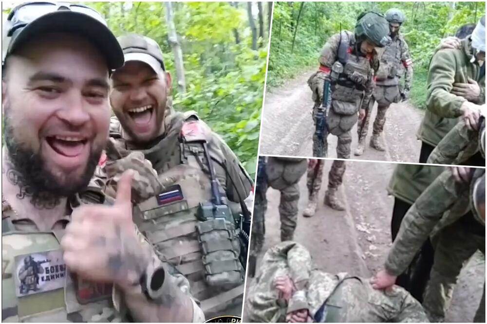  ruski specijalciUkrajinske ratne zarobljenike vode kroz šumu 