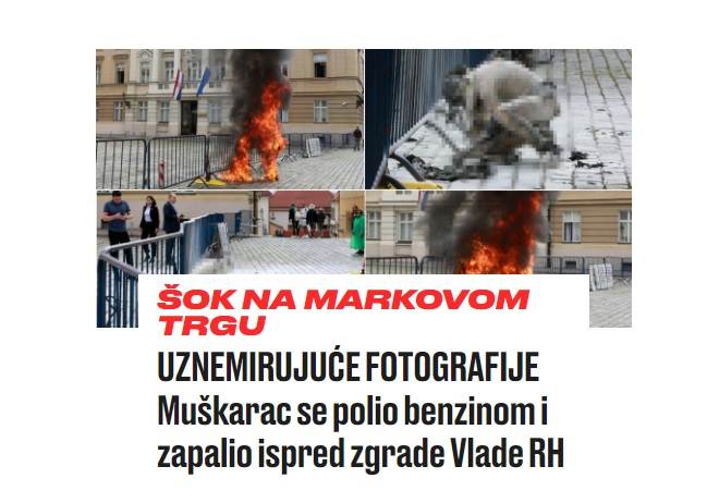  Muskarac koji se polio benzinom ispred zgrade Vlade u Zagrebu u teskom stanju 