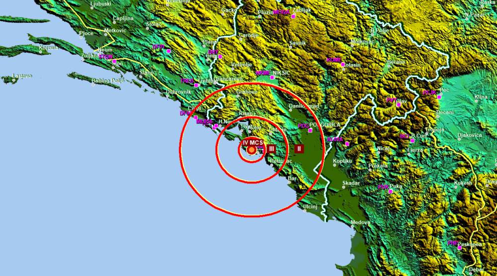 REGISTROVAN SLABIJI ZEMLJOTRES U CRNOJ GORI 