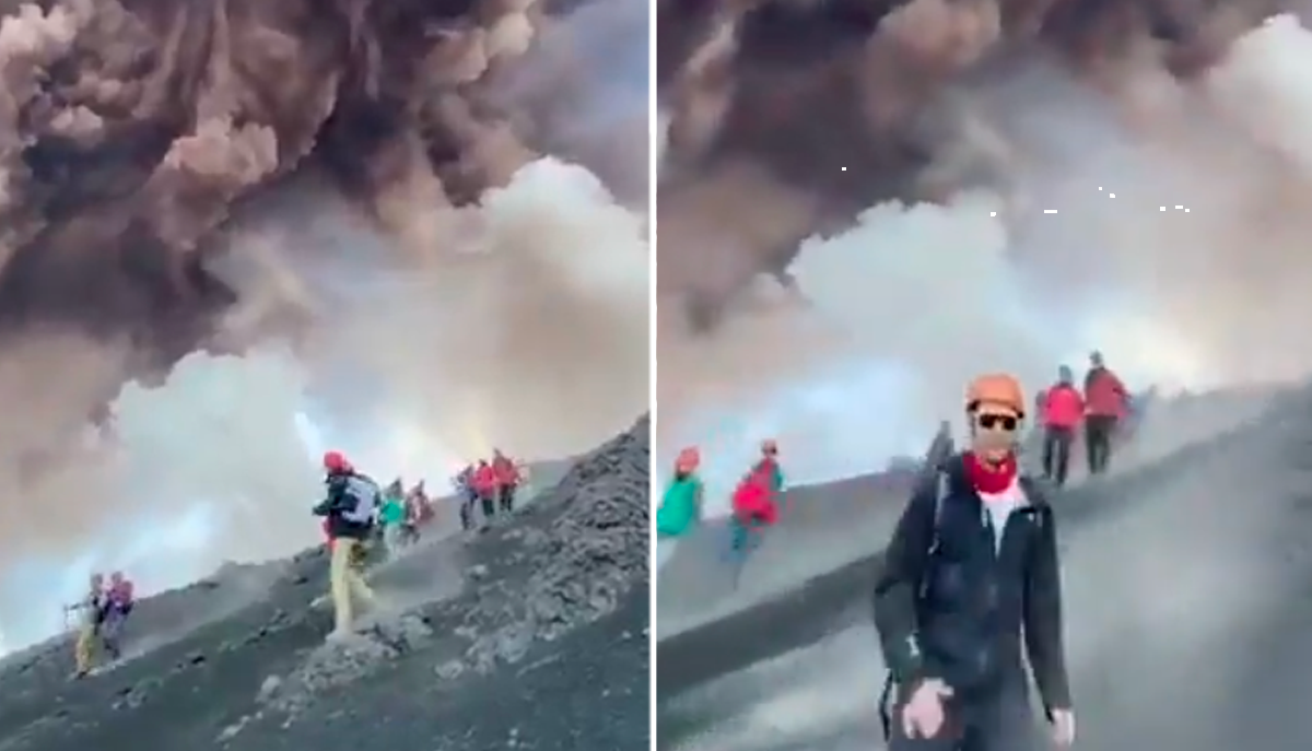 Ljudi vrište i bježe sa vulkana: Dramatični snimci Etne, urušio se dio kratera 