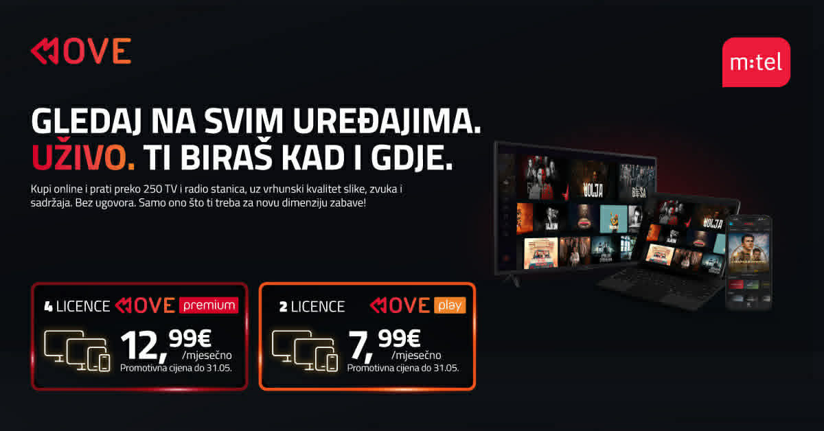  MTEL UVEO PREPAID LICENCE ZA KORIŠĆENJE MOVE TV APLIKACIJE
 