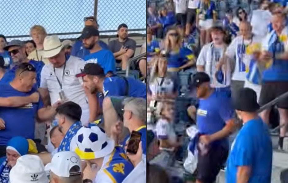  Incident na tribini stadiona u Sijetlu: Navijači "zmajeva" oteli zastavu Srbije  