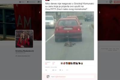  ŽIVOTINJA: Psa kolima vukao ulicama Grocke 