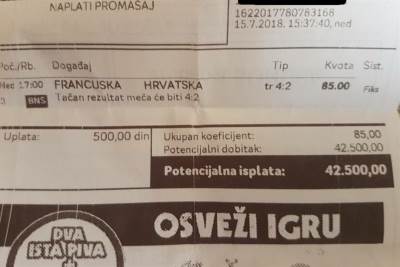  Beograđanin pogodio rezultat Francuska - Hrvatska 