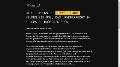  Wikipedia ugasena zbog Zakona o autorskim pravima u Evropskoj uniji 