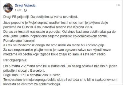  "Stigli smo u Crnu Goru 12. marta, supruga nije bila na litiji" 