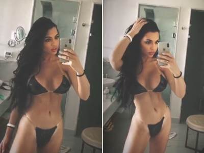  KAKVU GUZU IMA HELENA TOPALOVIĆ: Maleni crni bikini i tanga gaće malo toga prepustile mašti (FOTO) 