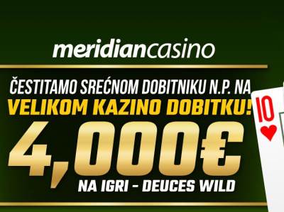  Još jedan sjajan kazino dobitak u sportskoj kladionici Meridian! 