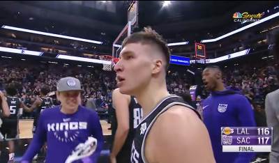  SAKRAMENTO ĆE PAMTITI BOGDANA PO OVOM KOŠU: Trojkom je srušio Lejkerse i napravio HAOS u dvorani (VIDEO) 