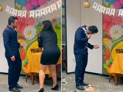  zena muza udarila tortom  