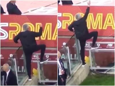  zoze murinjo se nakon crvenog kartona popeo na ogradu 