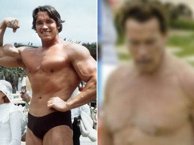 arnold svarceneger na plazi u kupacim gacama 