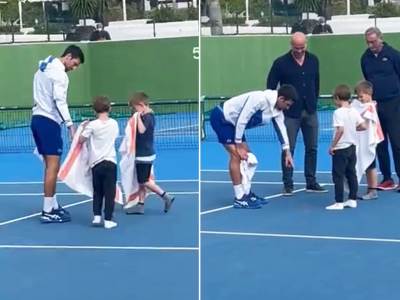  novak djokovic i sin stefan trening 