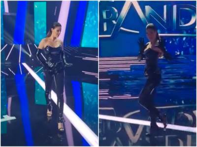  voditeljka sanja kuzet u seksi koznom kombinezonu 