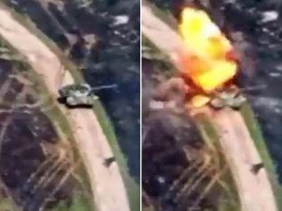  ukrajina unistila ruski tenk granatom karl gustav 