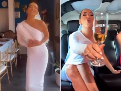  TEK ŠTO SE TAJNO UDALA, A SAD OPET U BELOM! Katarina Grujić u limuzini stavila VEO na glavu i nazdravlja s drugaricama! 