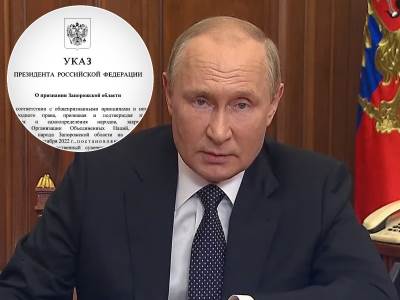  Vladimir Putin ukaz o nezavisnosti Zaporožja i Hersona 