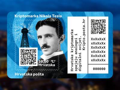  hrvatska posta predstavila kriptomarku sa likom nikole tesle  