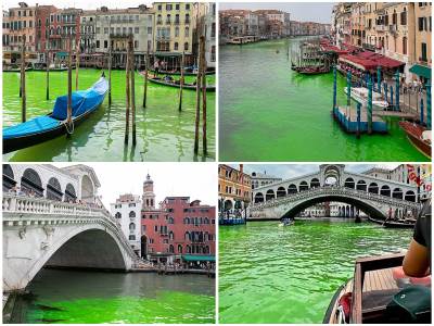  Voda u kanalima Venecije pozelenjeli 