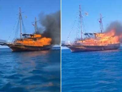  Snimak požara broda u Grčkoj 