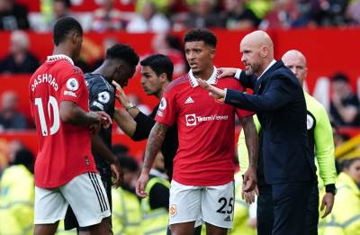  Erik ten Hag, Džejdon Sančo, Markus Rašford 