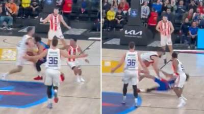  Nikola Kalinić grubo faulirao Šejna Larkina na utakmici Efes - Crvena zvezda 