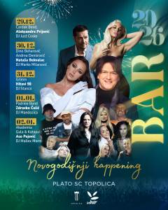  Nova godina u Baru: Aleksandra Prijović, Nataša Bekvalac, doček uz hitove 90-ih, repriza uz Zdravka  