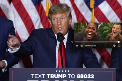  Donald Tramp objavio skandalozan video: Barak i Mišel Obama prikazani kao majmuni (Video) 