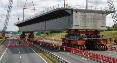  Svjetsko čudo tehnologije: Most od 12.600 tona klizio preko autoputa 165 metara brzinom puža 