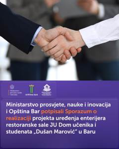  Potpisan sporazum za uređenje restoranske sale Doma učenika i studenata u Baru 